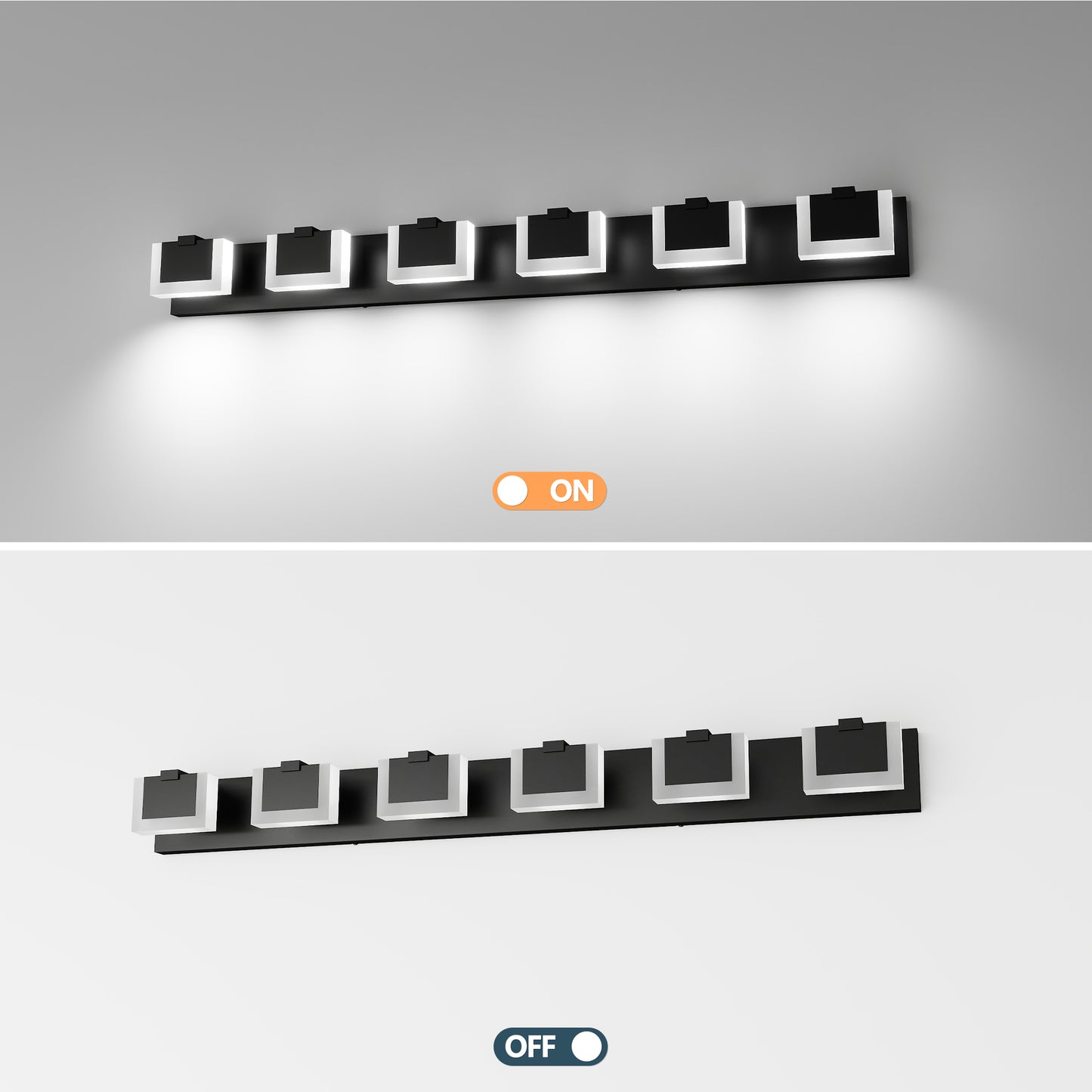 Modern 6-Light Matte Black Vanity Light Fixture for Bathroom