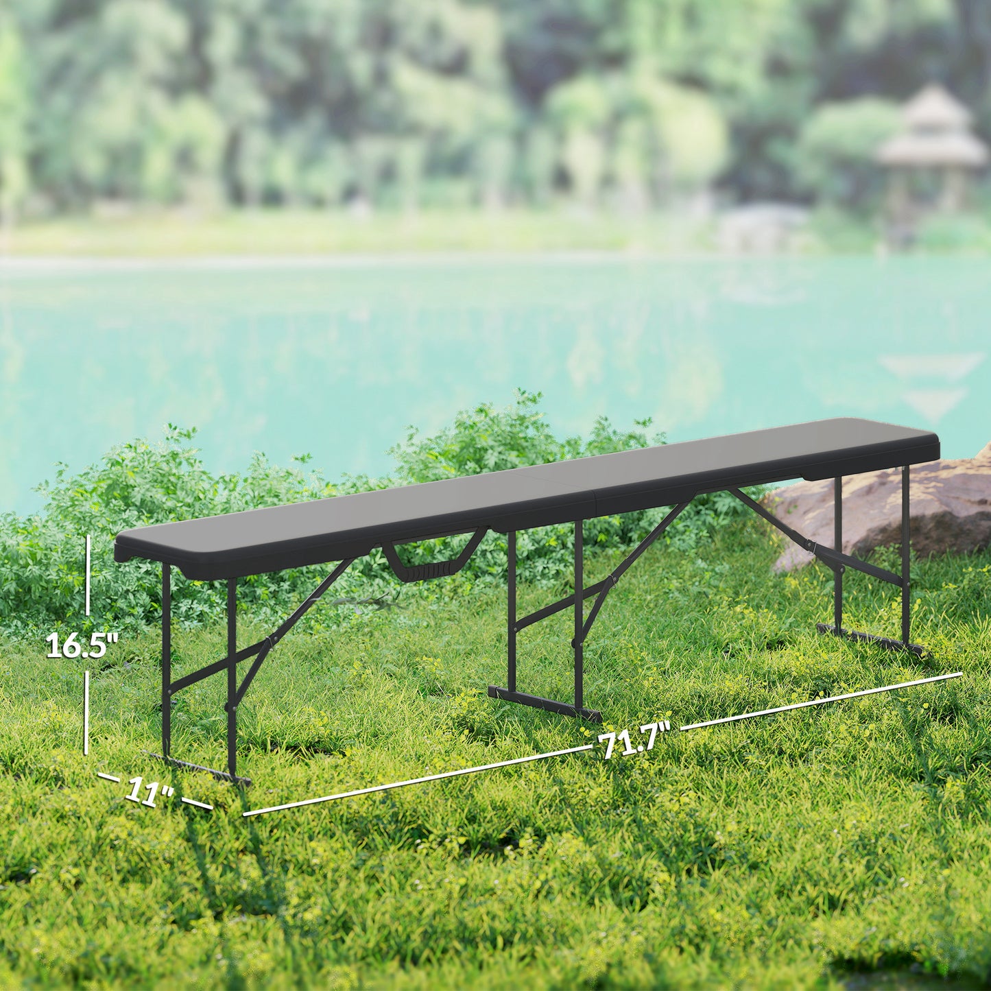 Portable Folding Camping Benches - Set of 2, 6 ft Black