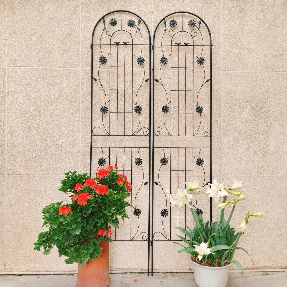Metal Garden Trellis - 86.7" Rustproof Climbing Plant Support - 2 Pack