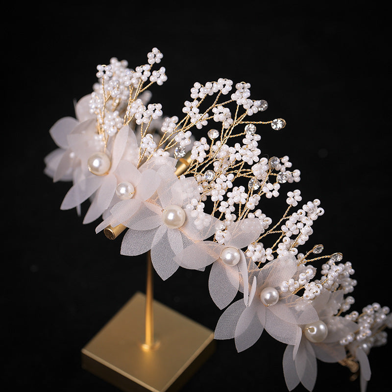 Children's Pearl Flower Crown with Ear Clips