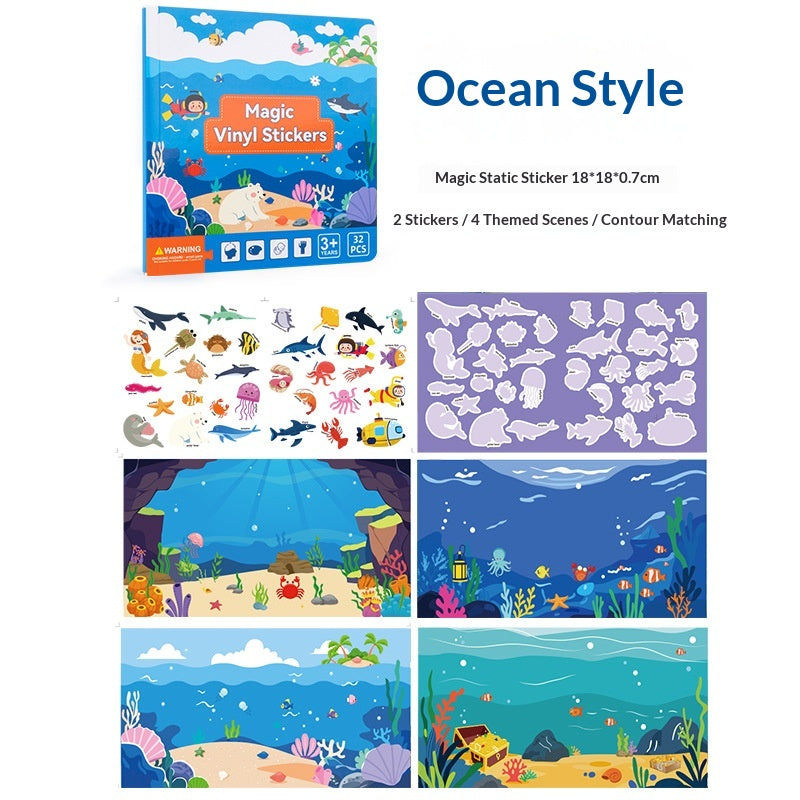 Educational Jelly Book Toys with Repeated Sticky Paper - Dinosaur, Animal, Ocean & Transport Styles