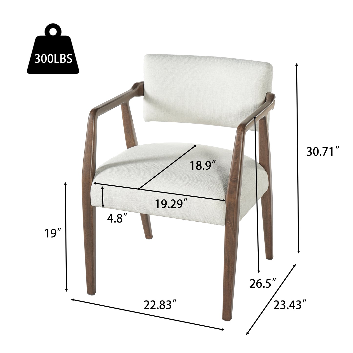 Mid-Century Upholstered Dining Armchair Set - Beige & Brown
