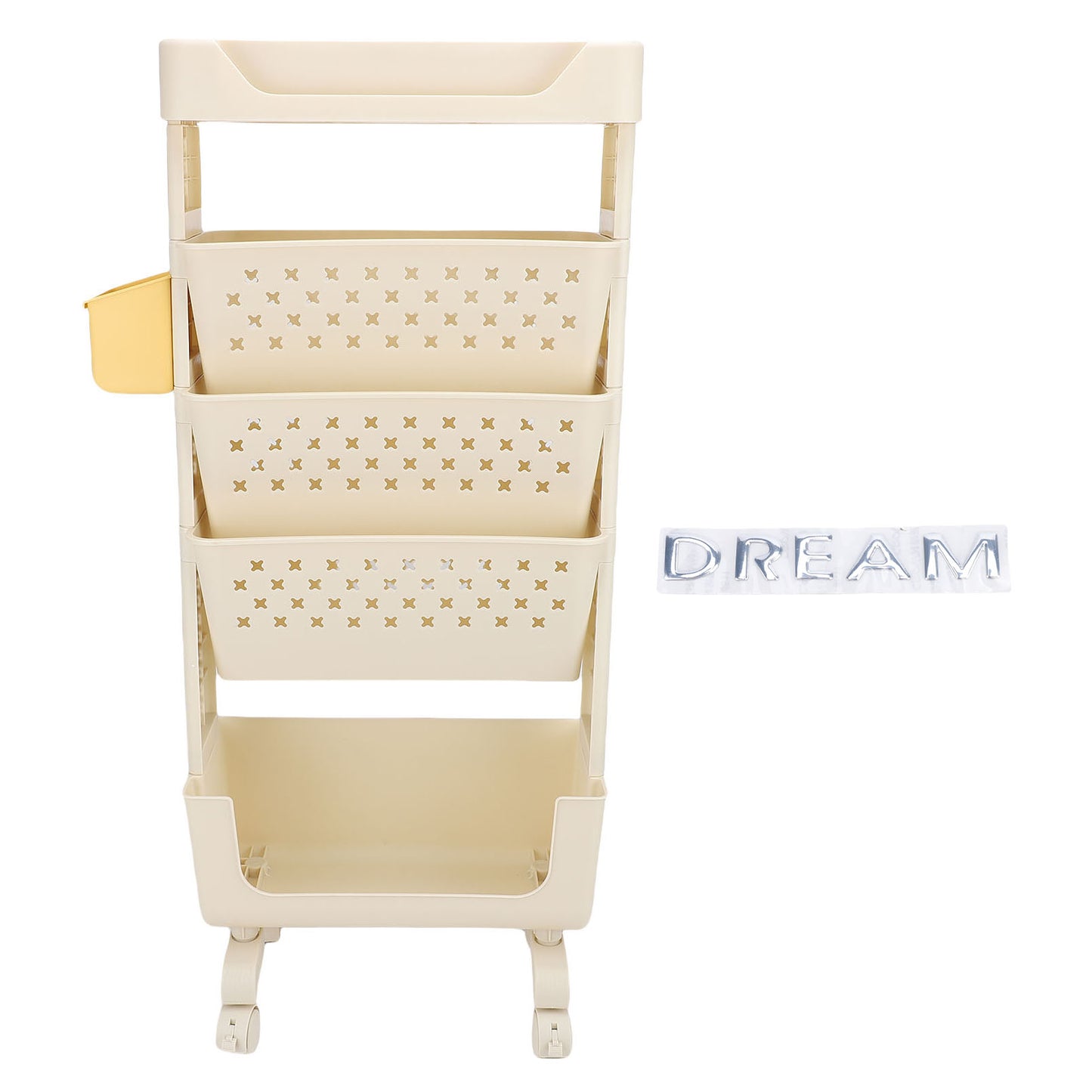 Rolling Book Cart 5 Tier PP Multi Functional Movable Storage Rack