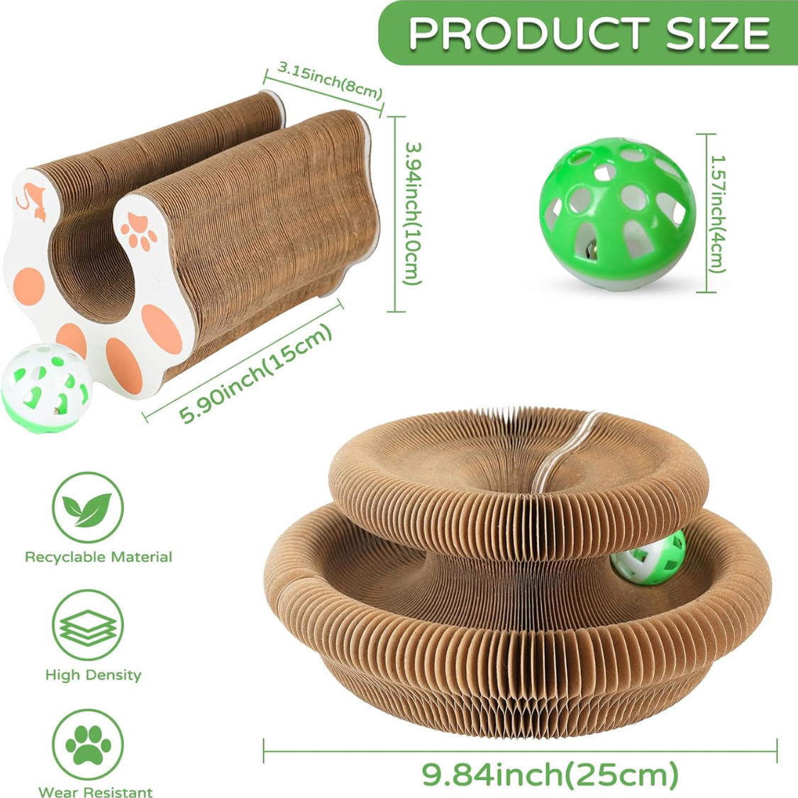 Interactive Cat Scratcher Toy for Indoor Cats - Brown