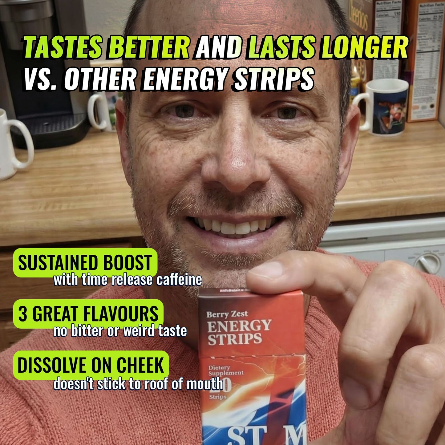Energy Strips with 50mg Caffeine - Instant Absorption & Jitter-Free Focus