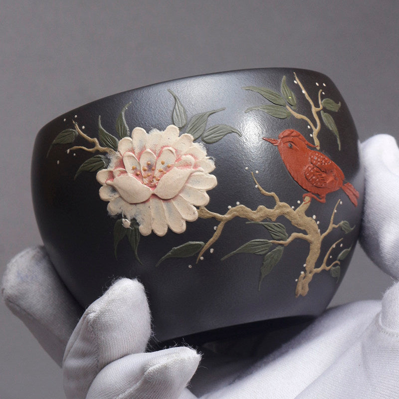 Peony Tea Cup Bowl - 170ml Ceramic Gongfu Style Tea Cup