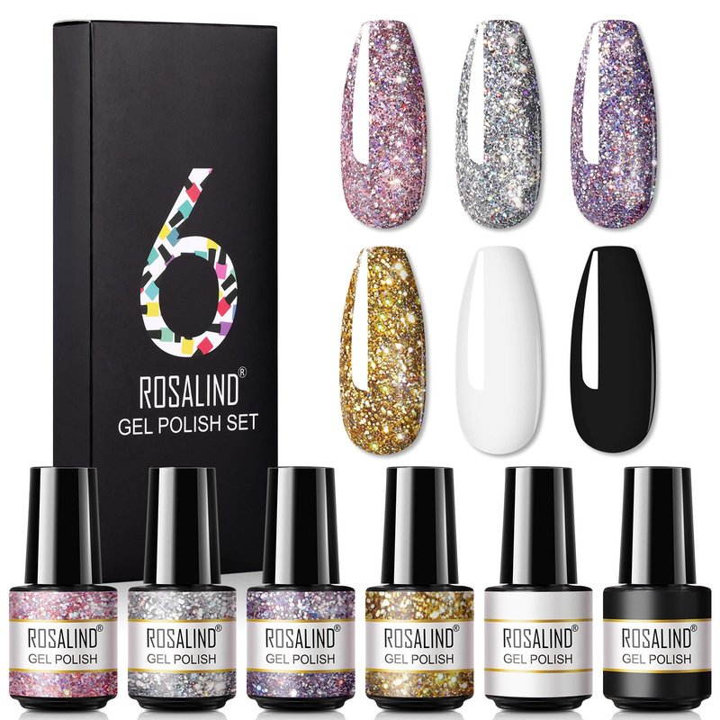 Glitter Nail Polish Set - 6 Piece Gel Kit