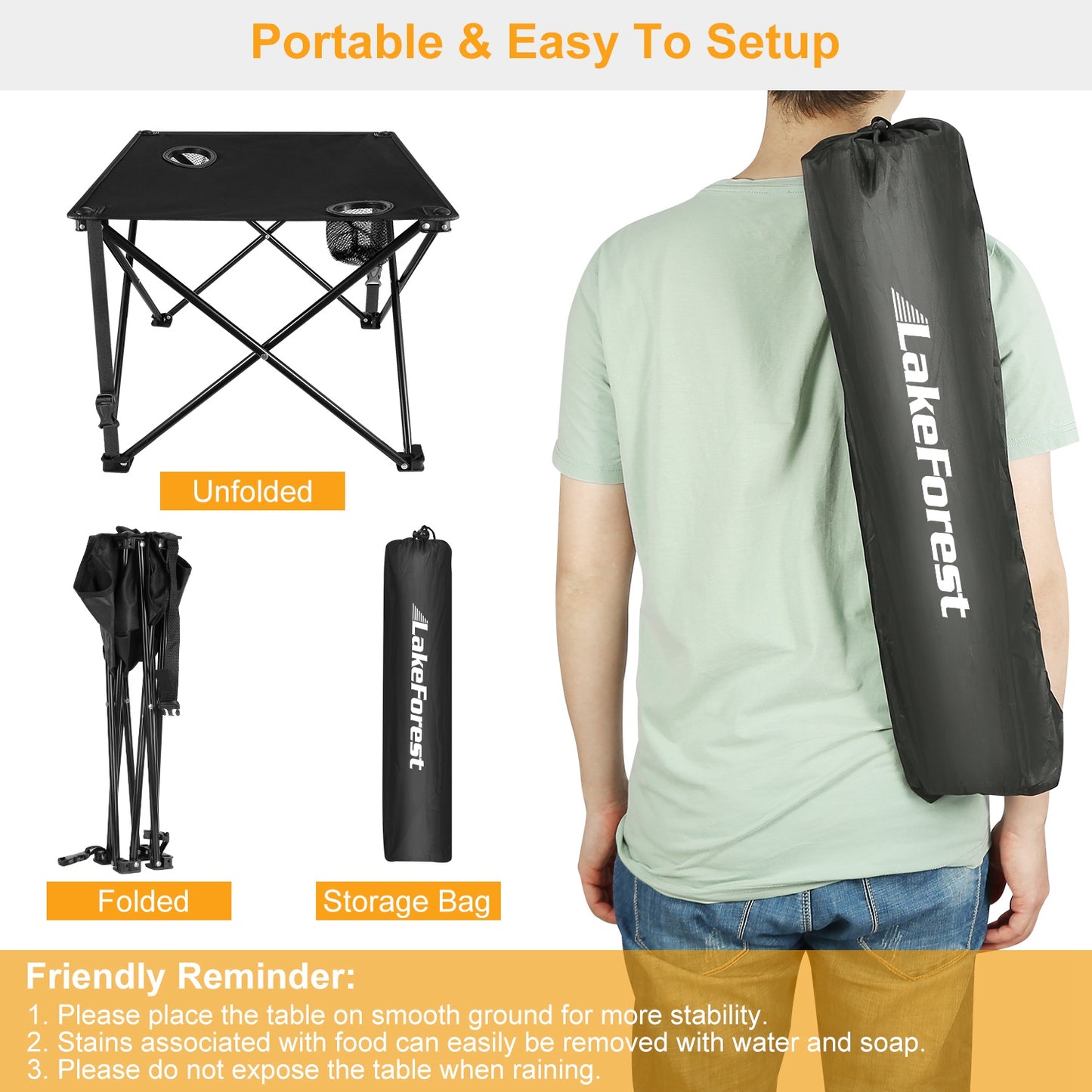 Portable Folding Camping Table with Cup Holders - Multiple Colors & Sets