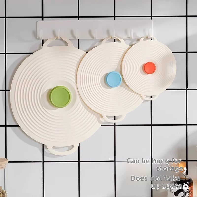 High-Temperature Resistant Foldable Microwave Pot Lid Splash Guard - Hangable Silicone Cover