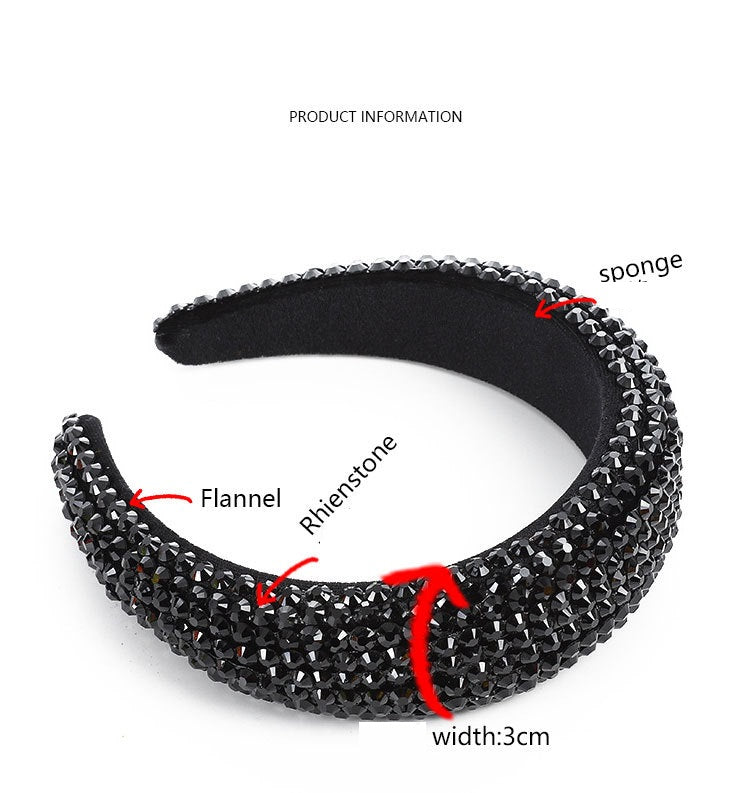 Baroque Sparkling Rhinestone Hair Band - 3cm Wide