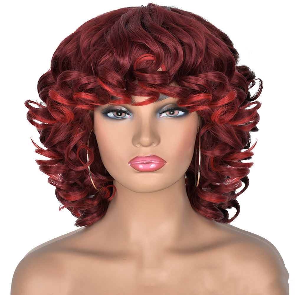 Women's Gradient Roman Volume Full Head Cover Wig - Synthetic, Curly Hair, 30cm Length