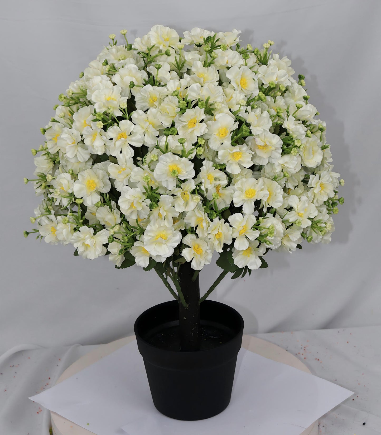 24-Inch Faux Flower Snow Lotus Potted Plant - UV-Resistant Decor