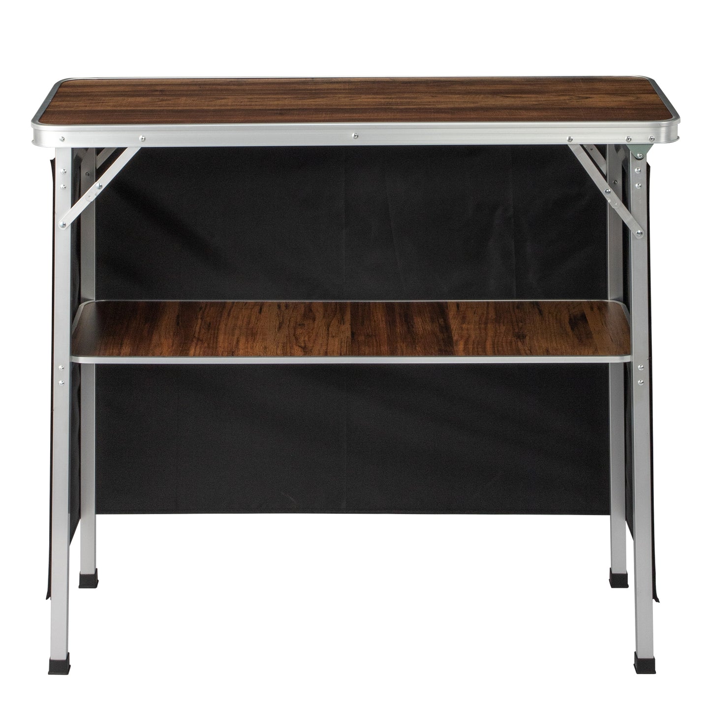 Portable Folding Bar Table with Storage Shelf & Carry Bag - Brown
