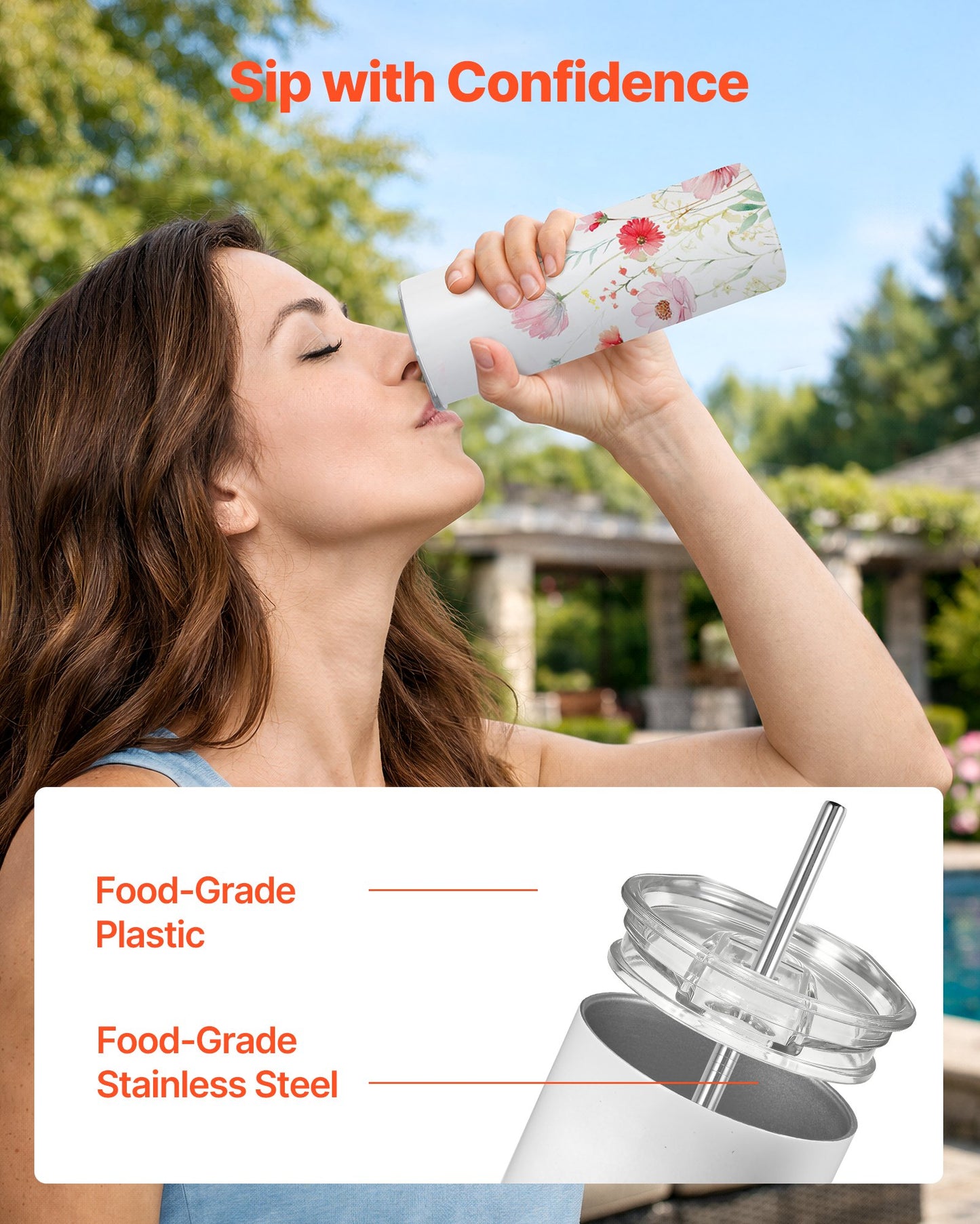 20 Oz Stainless Steel Sublimation Tumblers 4 Pack - Insulated Skinny Cups with Lids & Straws