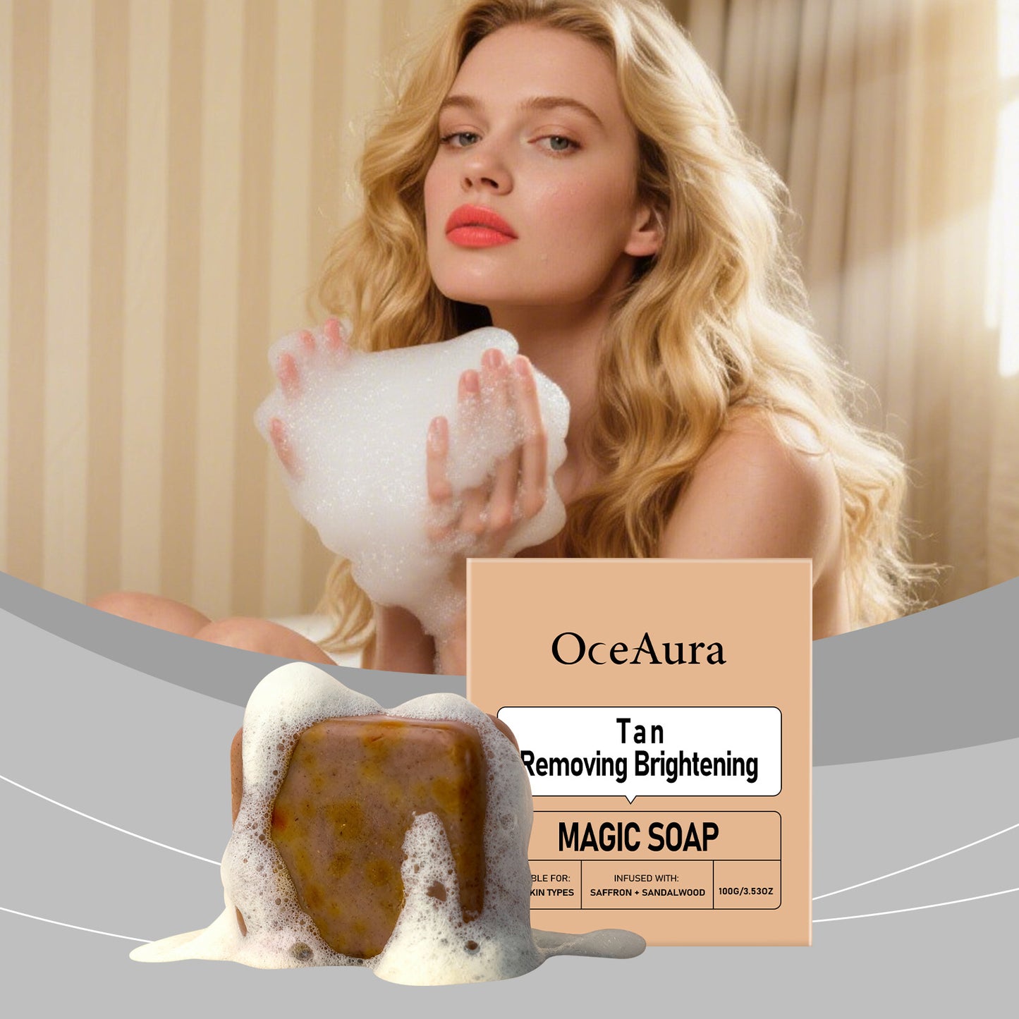 Brightening Tan-Removing Bar Soap for Skin Renewal 100g