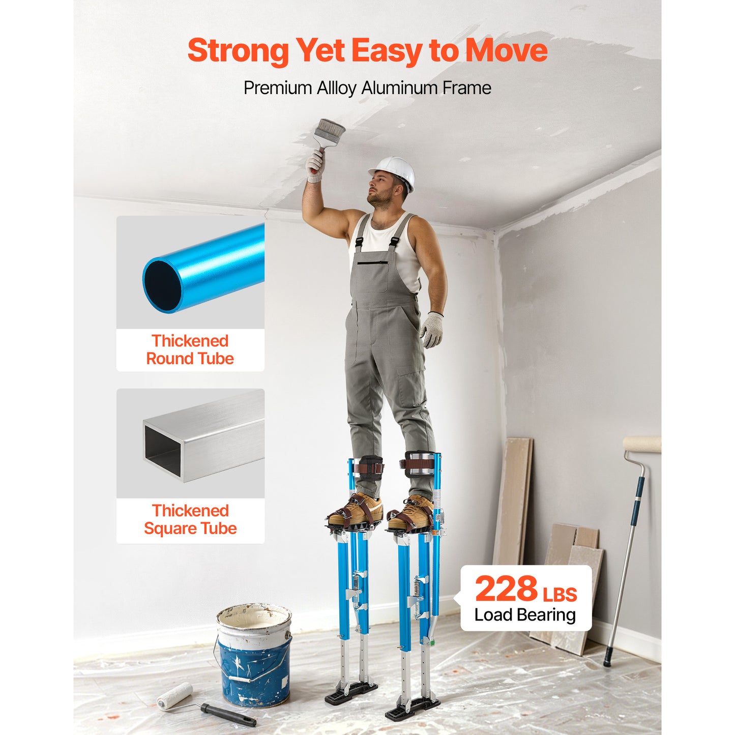 Adjustable Aluminum Drywall Stilts 24.2–40.3 Inch Load Capacity 228 lbs Non-Slip