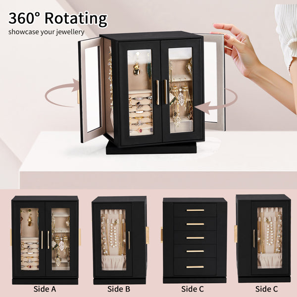 Four Sides With Storage, 5 Drawers That Can Rotate. Black Cabinet