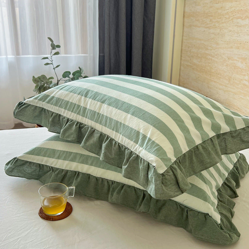 Washed Cotton Lace Pillowcase - Elegant Bedding Cover for Home Decor
