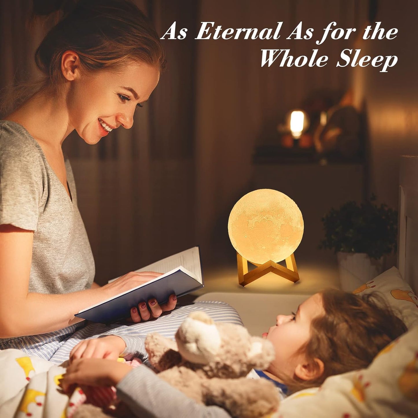 16-Color LED Moon Lamp with Stand and Remote - Night Light for Bedroom