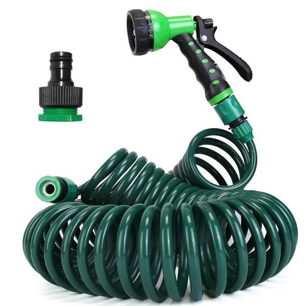 Self-Coiling Garden Hose with 7 Spray Modes - 20M Flexible Watering Tool