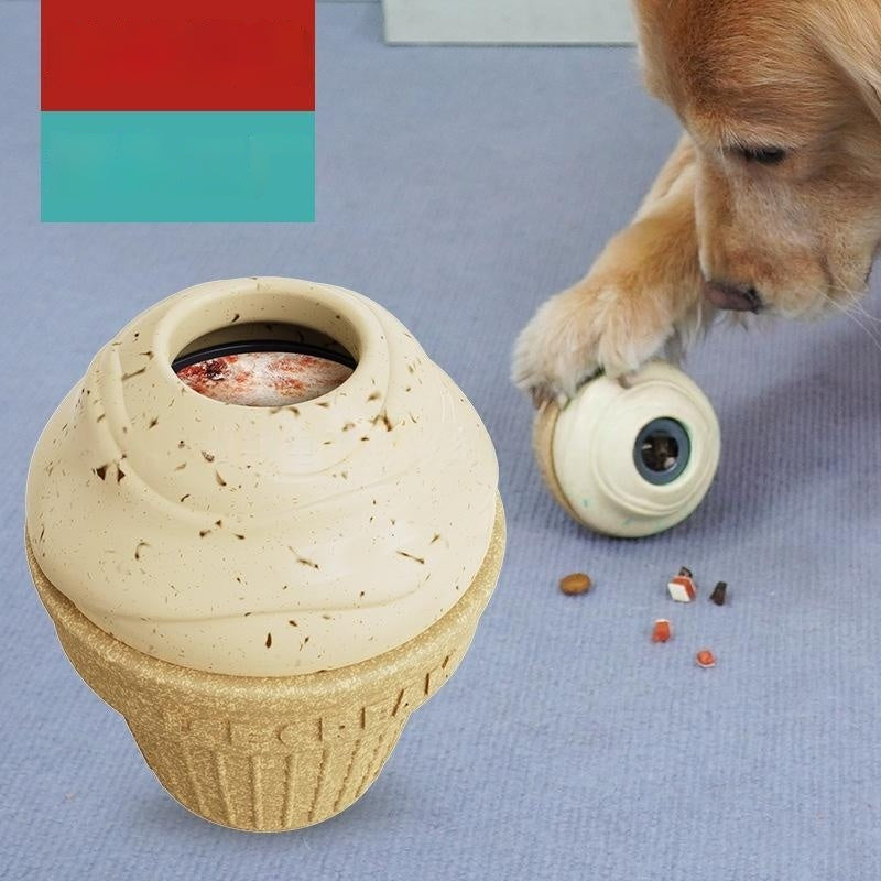 Interactive Dog Toy Ice Cream Shape Chew-Resistant Treat Dispenser