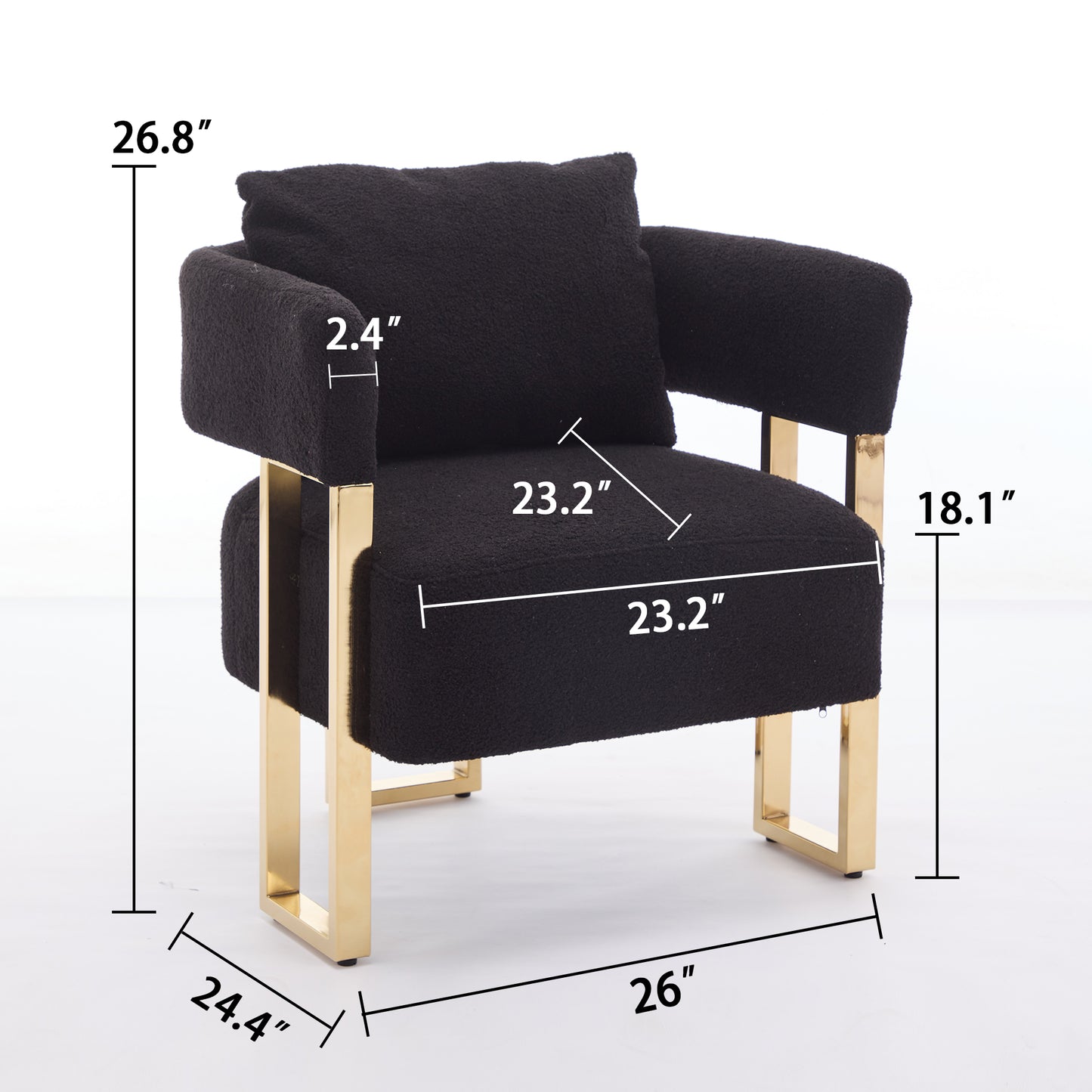 Modern Decorative Chair with Gold Metal Legs - Black
