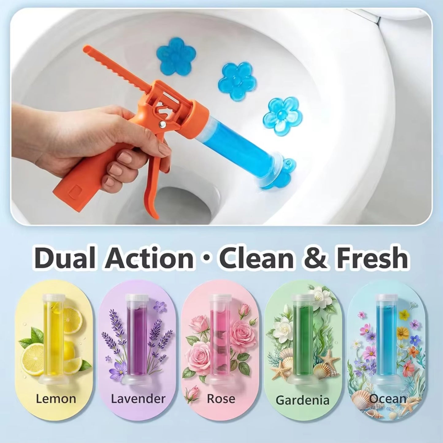 Flower Gel Toilet Cleaner Deodorizer Stamp - Natural Fragrance, Disposable, Colorful