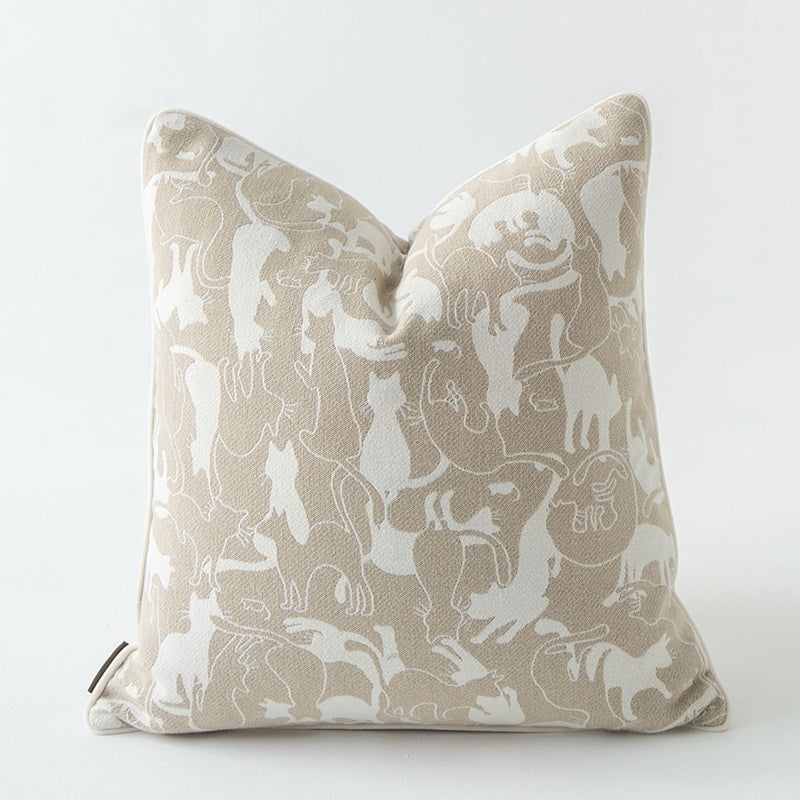 Oat Color Square Pillow Cover for Sofa & Living Room - 45x45cm