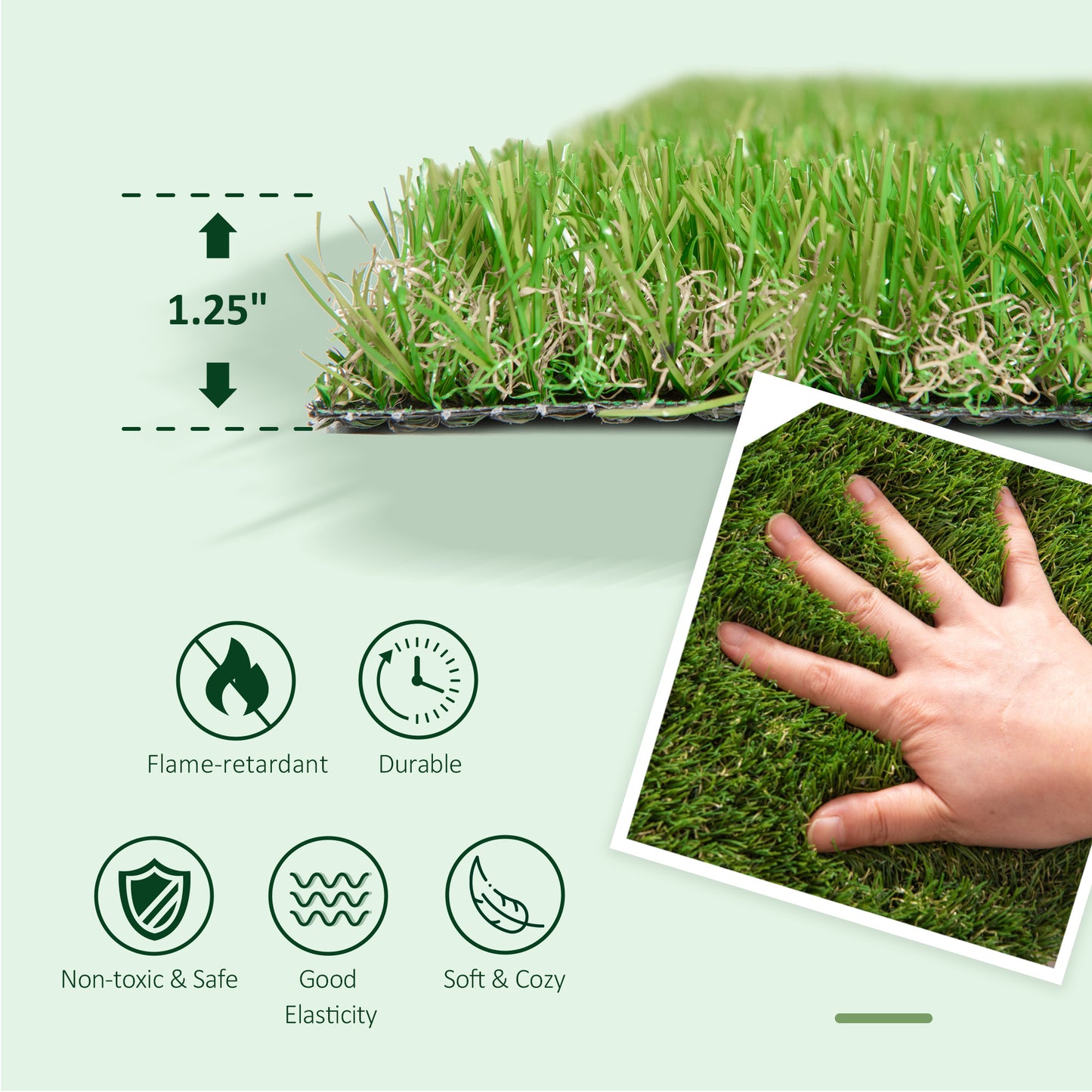 Artificial Turf Grass Mat - 10' x 3' - UV Resistant, Drain Holes, 1.25" Height