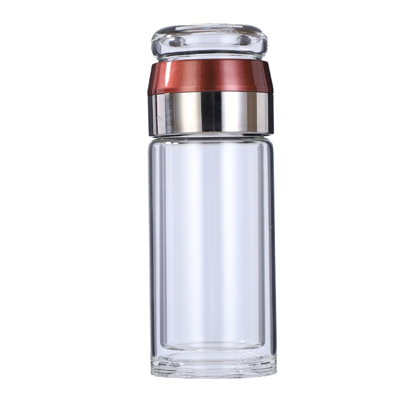 Double Wall Heat-Resistant Glass Tea Cup with Leakproof Seal 280ml