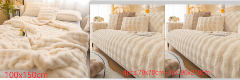Thickened Rabbit Plush Sofa Cushion Set for Comfortable Home Decor