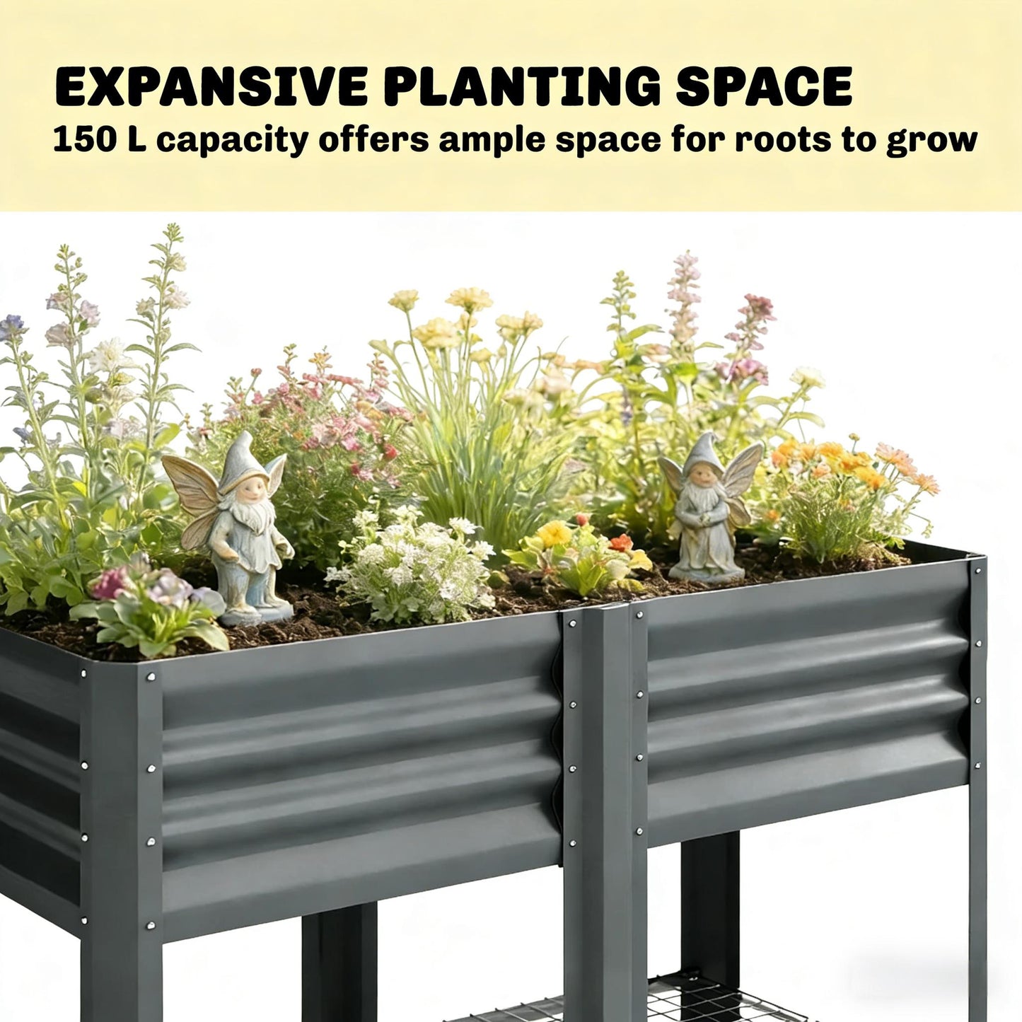 Outdoor Elevated Planter Box - Dark Gray Raised Garden Bed