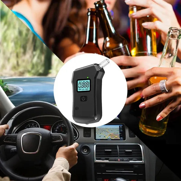 Police-Approved Alcohol Breathalyzer Tester with 5 Mouthpieces - High Accuracy Portable Device