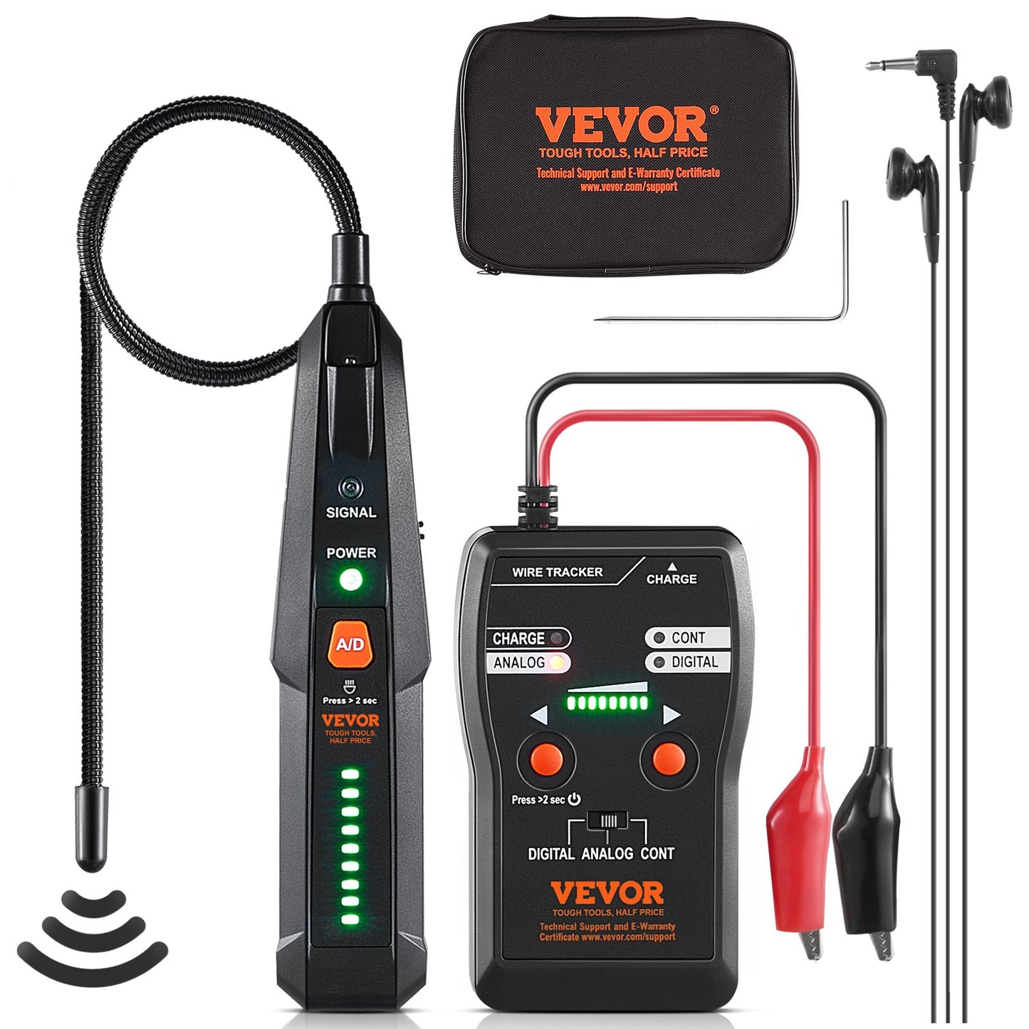 Underground Cable Locator Tool Set - 6.5 Ft Depth, 3280 Ft Range, Wire Tracer and Break Detector with Earphone