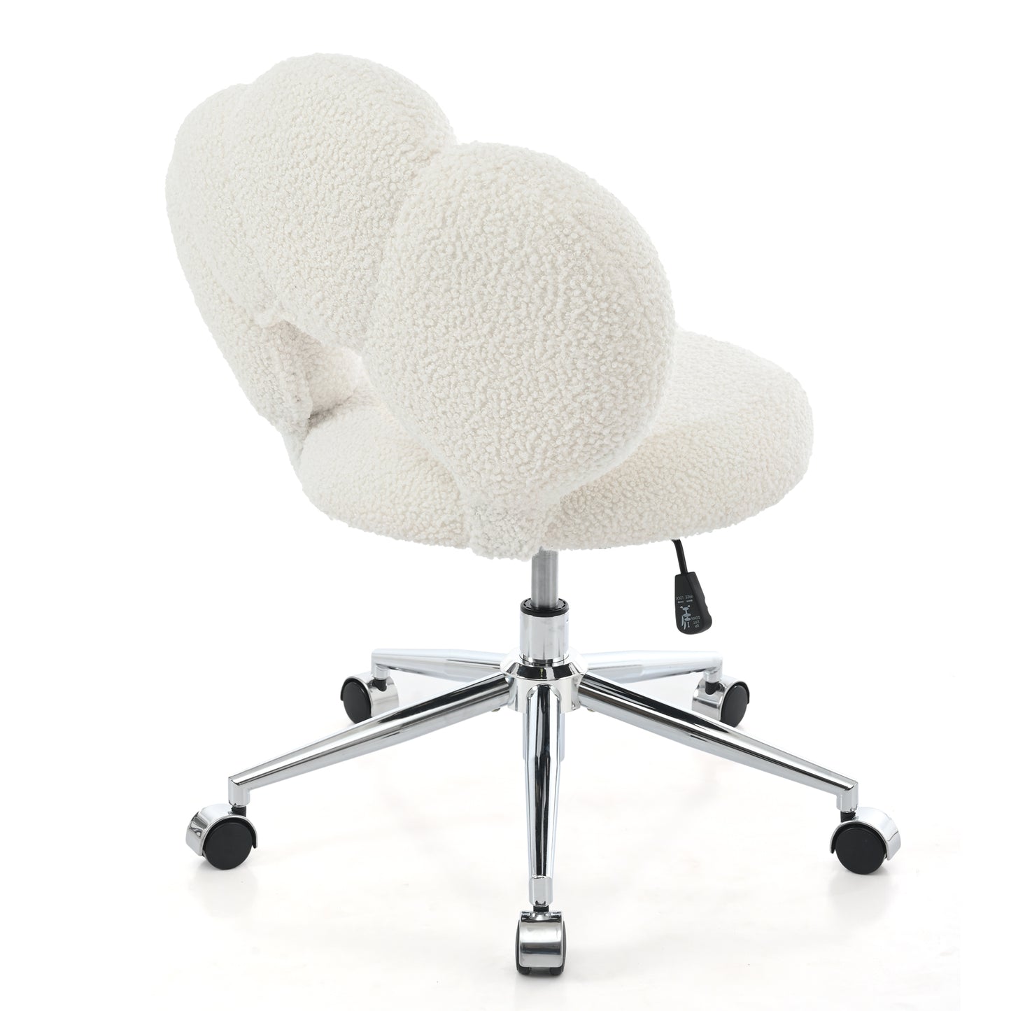 360° Swivel Height Adjustable Office Chair - White Teddy Fabric