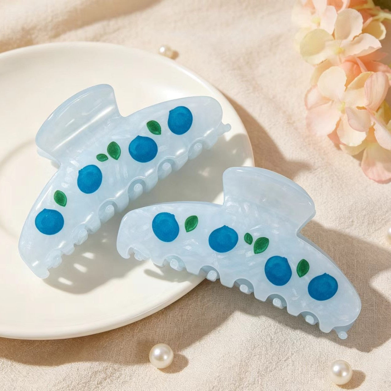 Blue Fruit-Style Acrylic Hair Clip - Korean Creative Hair Accessory