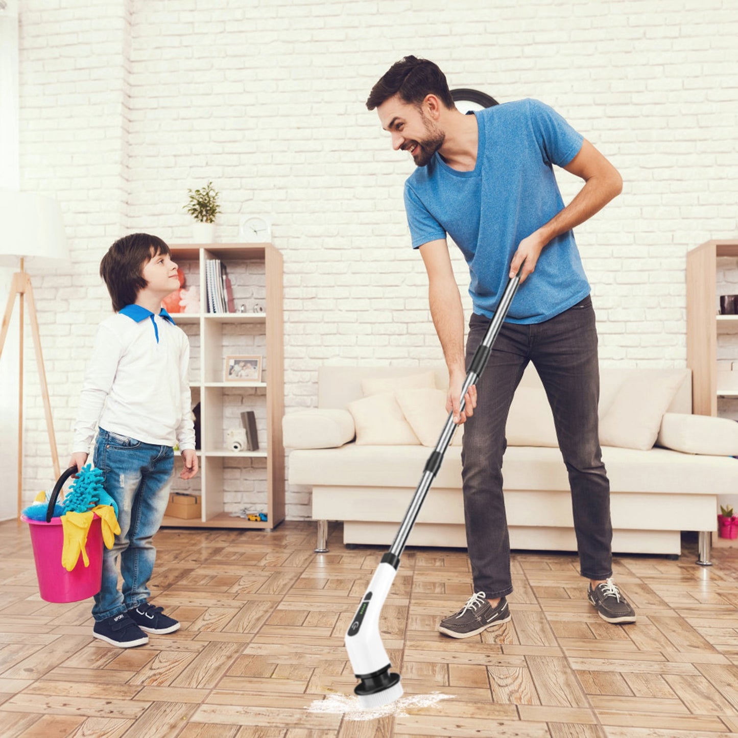 Electric Spin Scrubber Cordless Rechargeable Bathroom & Tile Cleaner with 8 Replaceable Heads