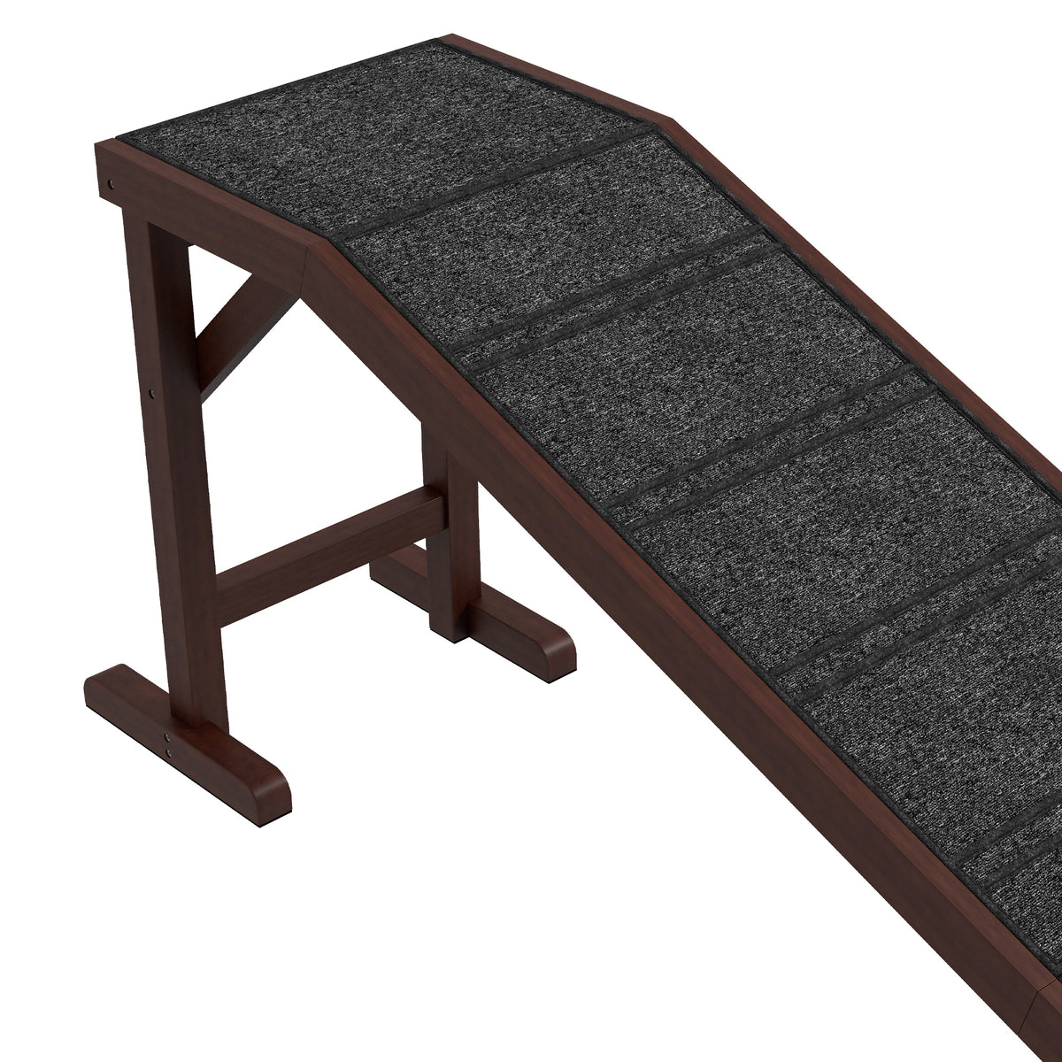 Dog Ramp with Non-Slip Carpet & Top Platform for Easy Access - Brown