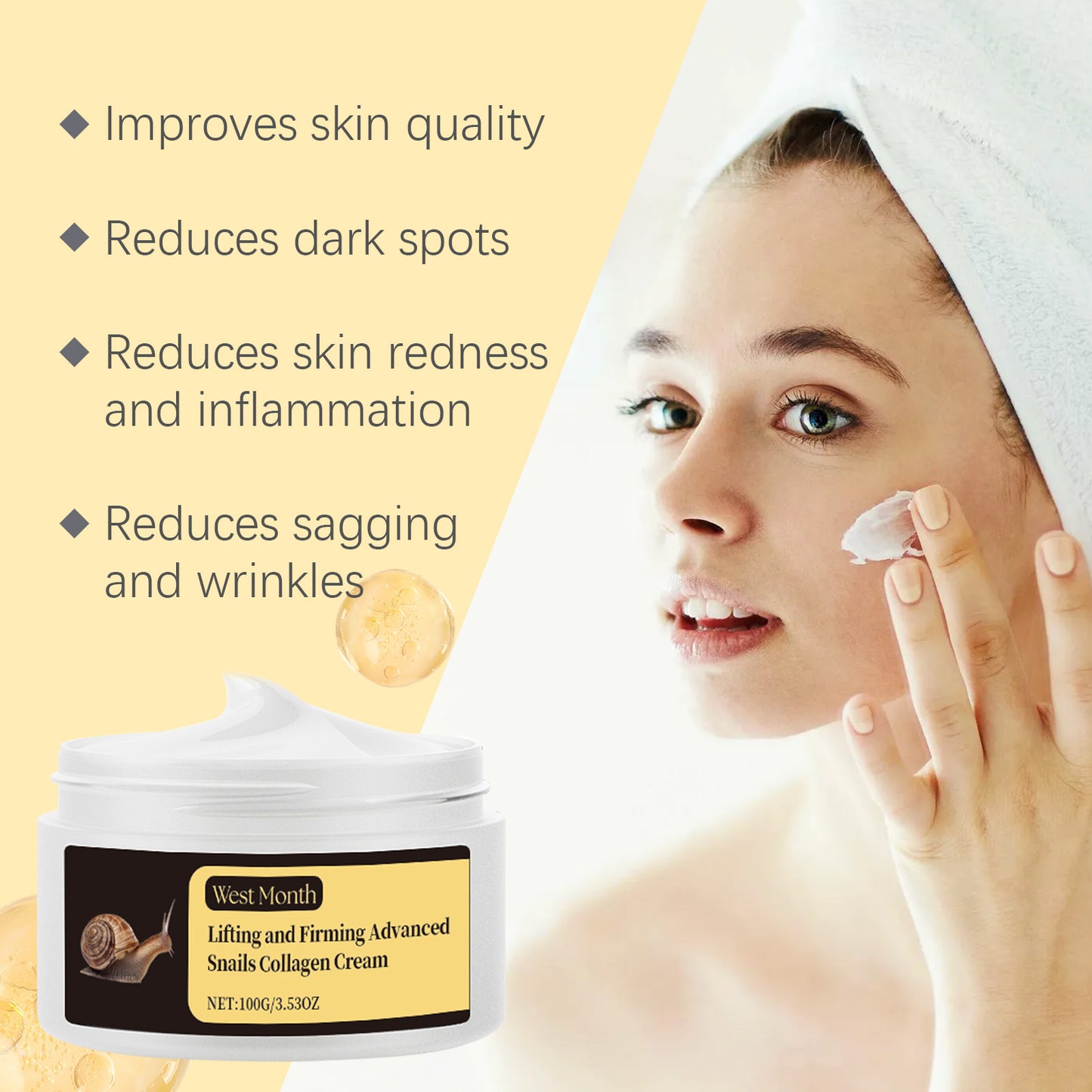 Snail Collagen Firming Face Cream - Anti-Aging Moisturizer for Fine Lines