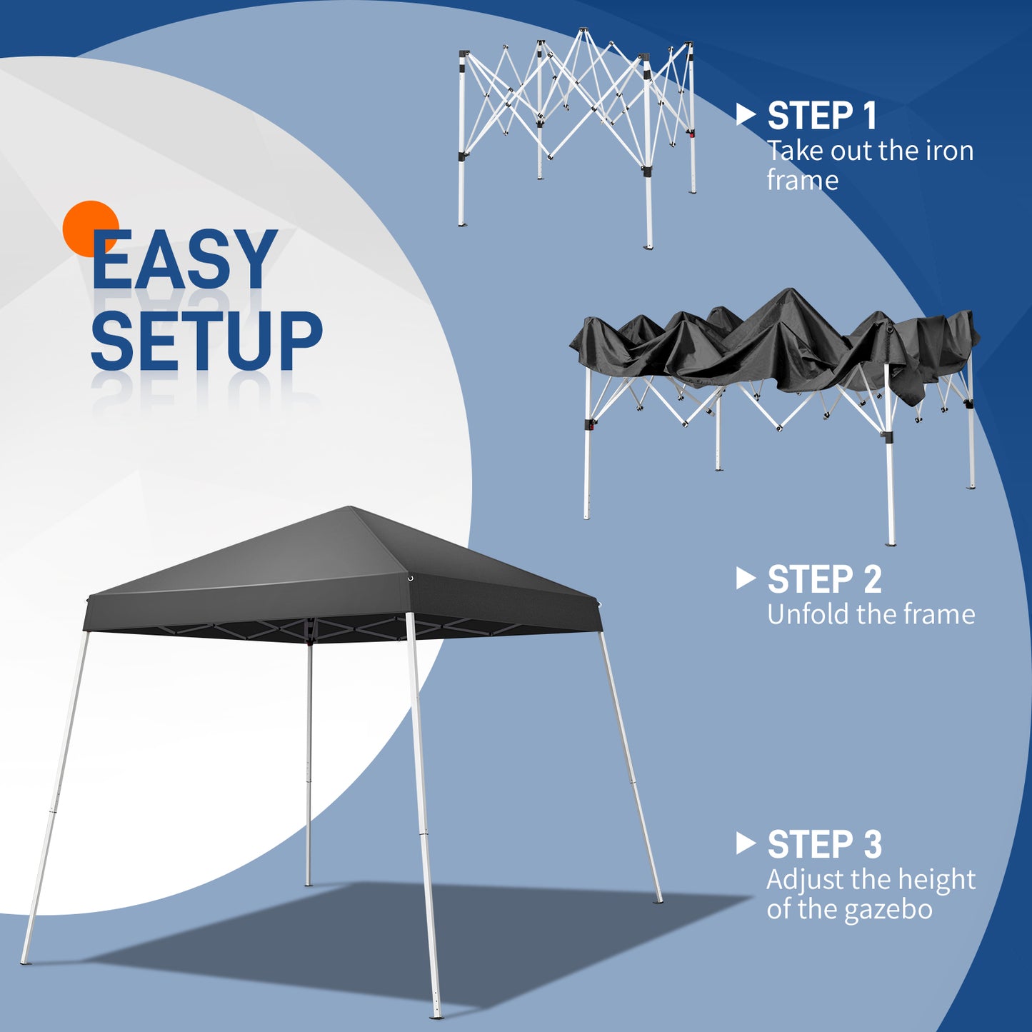 Portable Dark Gray Folding Canopy Gazebo - UV Resistant & Waterproof
