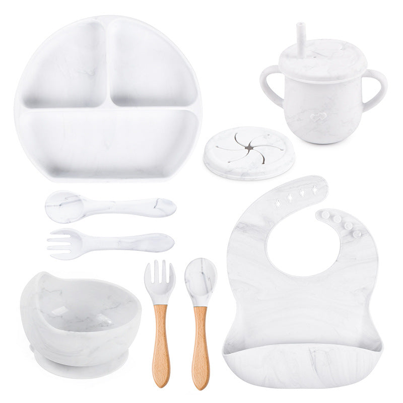 Silicone Solid Color Baby Tableware Set - Child Safe Dinnerware Kit