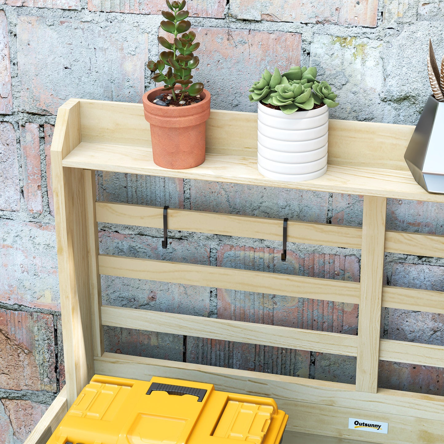 Wooden Potting Bench with Sink & Storage for Garden, Patio, Balcony - Natural Wood