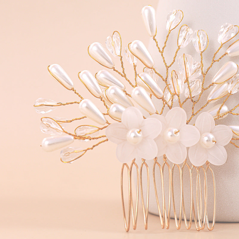 Crystal Flower Hairpin Clip - CS113 Comb Insertion