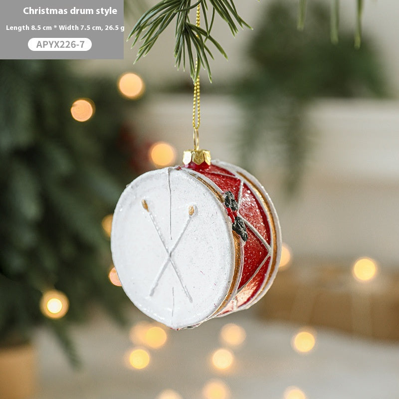 Christmas Tree Decorations Painted Plastic Ornaments Set - Holiday Decor