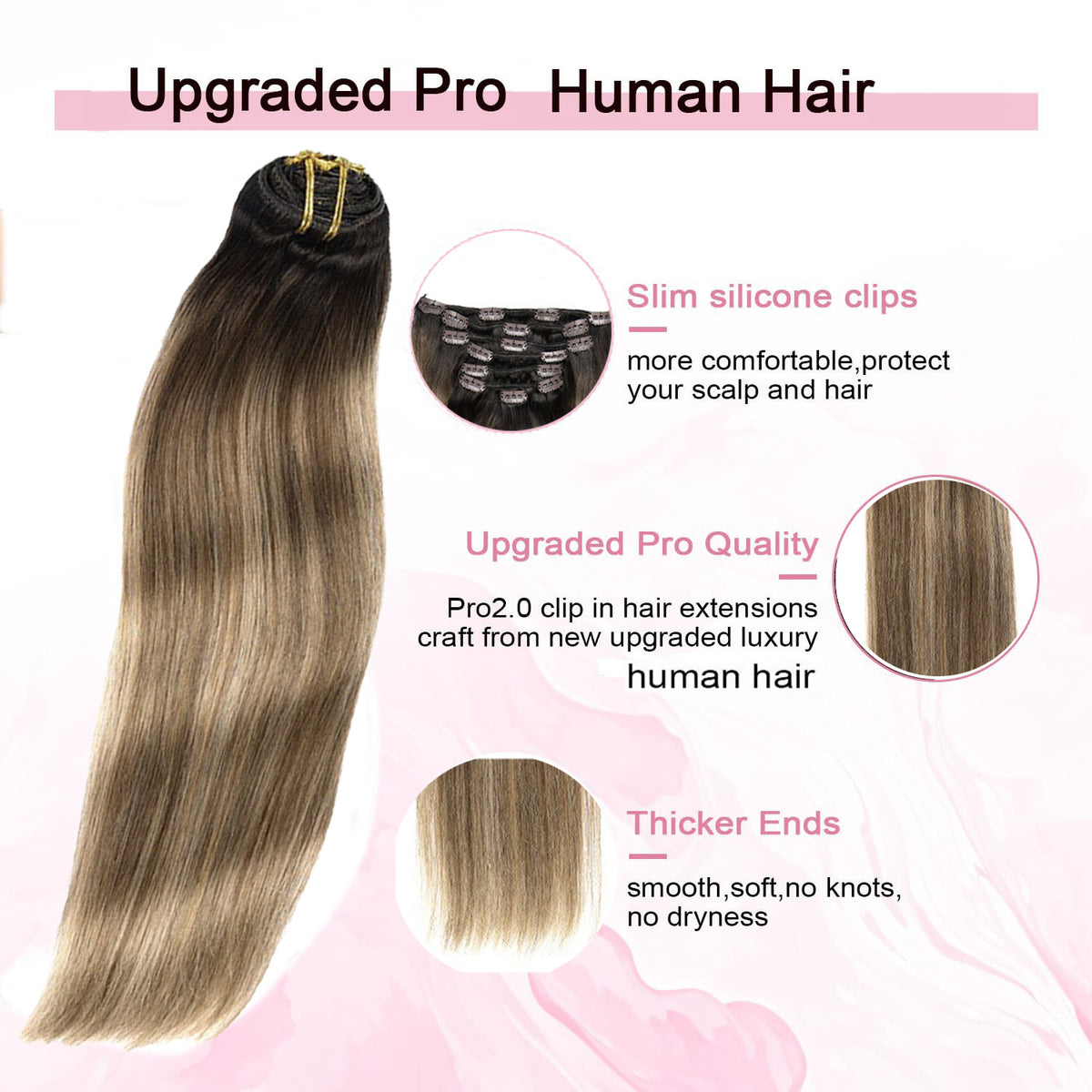 Seven-Piece Human Hair Wig Set for Women - Multiple Colors & Lengths