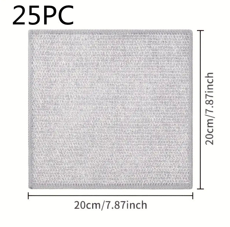 Double-Sided Kitchen Oilproof Cleaning Scouring Pad - Microfiber, 20x20cm, Multi-Pack