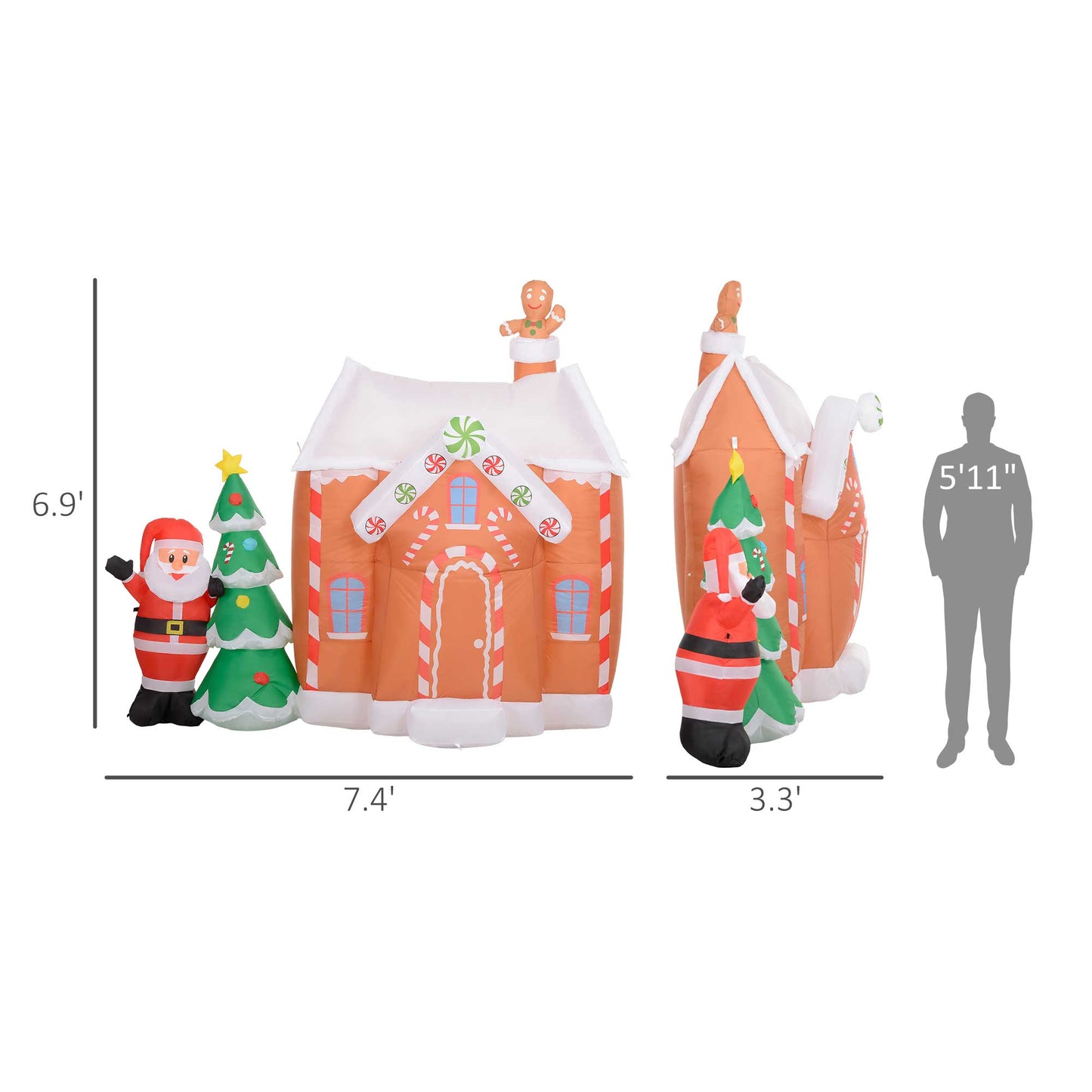 Giant Inflatable Gingerbread House with LED Lights