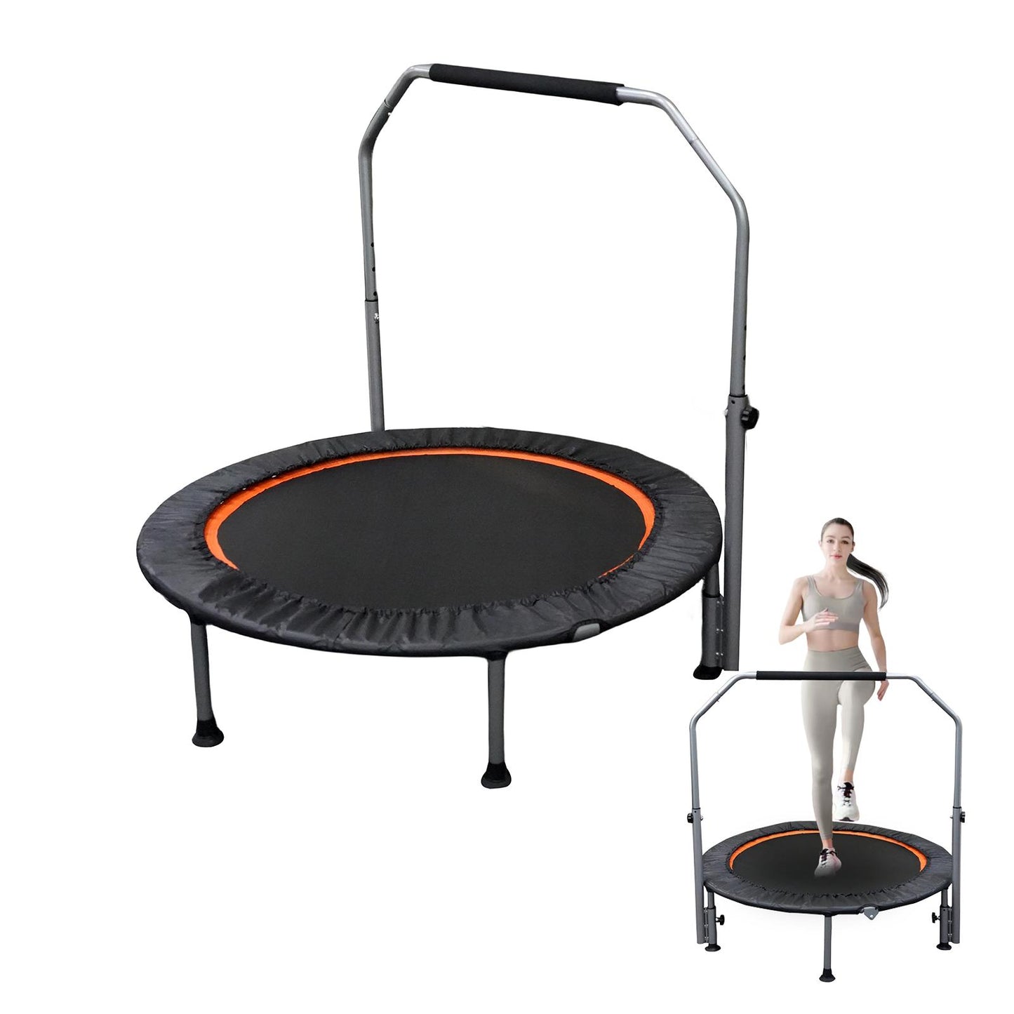 Mini Fitness Trampoline with Adjustable Handles - 48 Inch