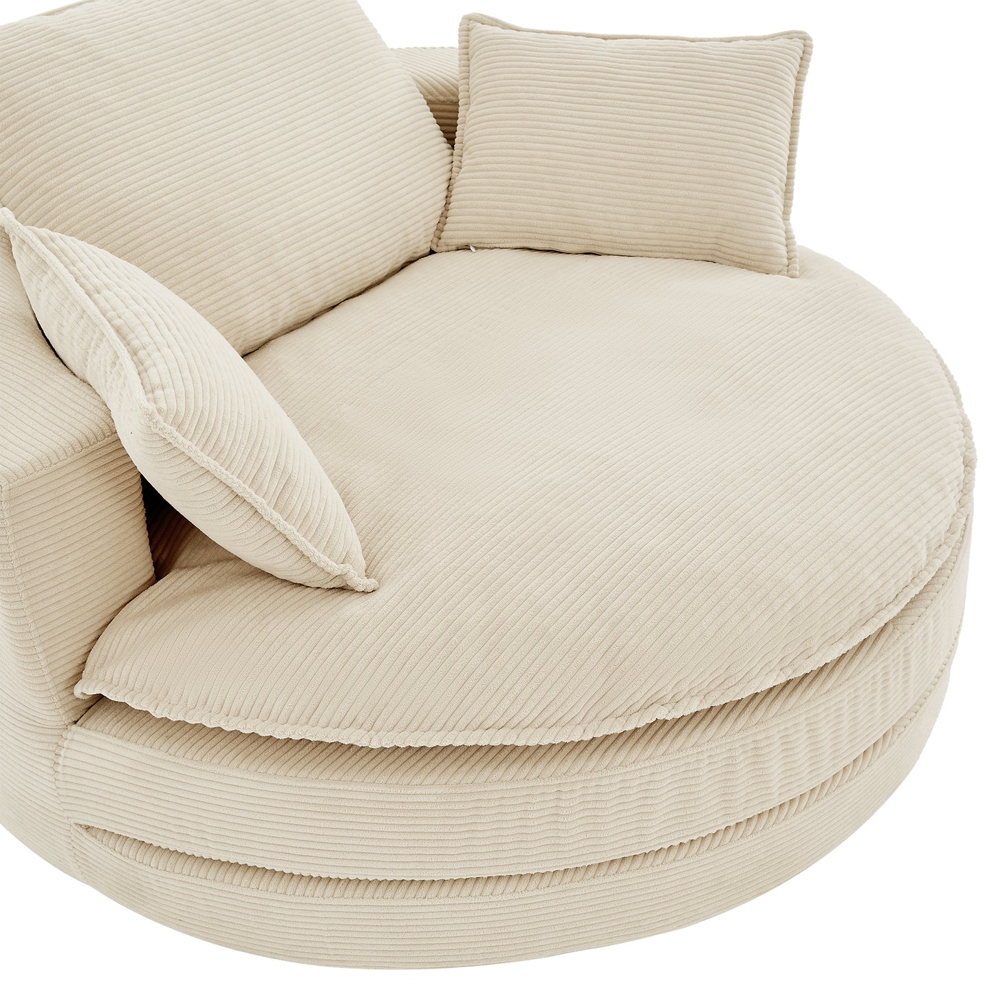 Oversized 360° Swivel Accent Chair with Dual-Layer Cushion - Beige