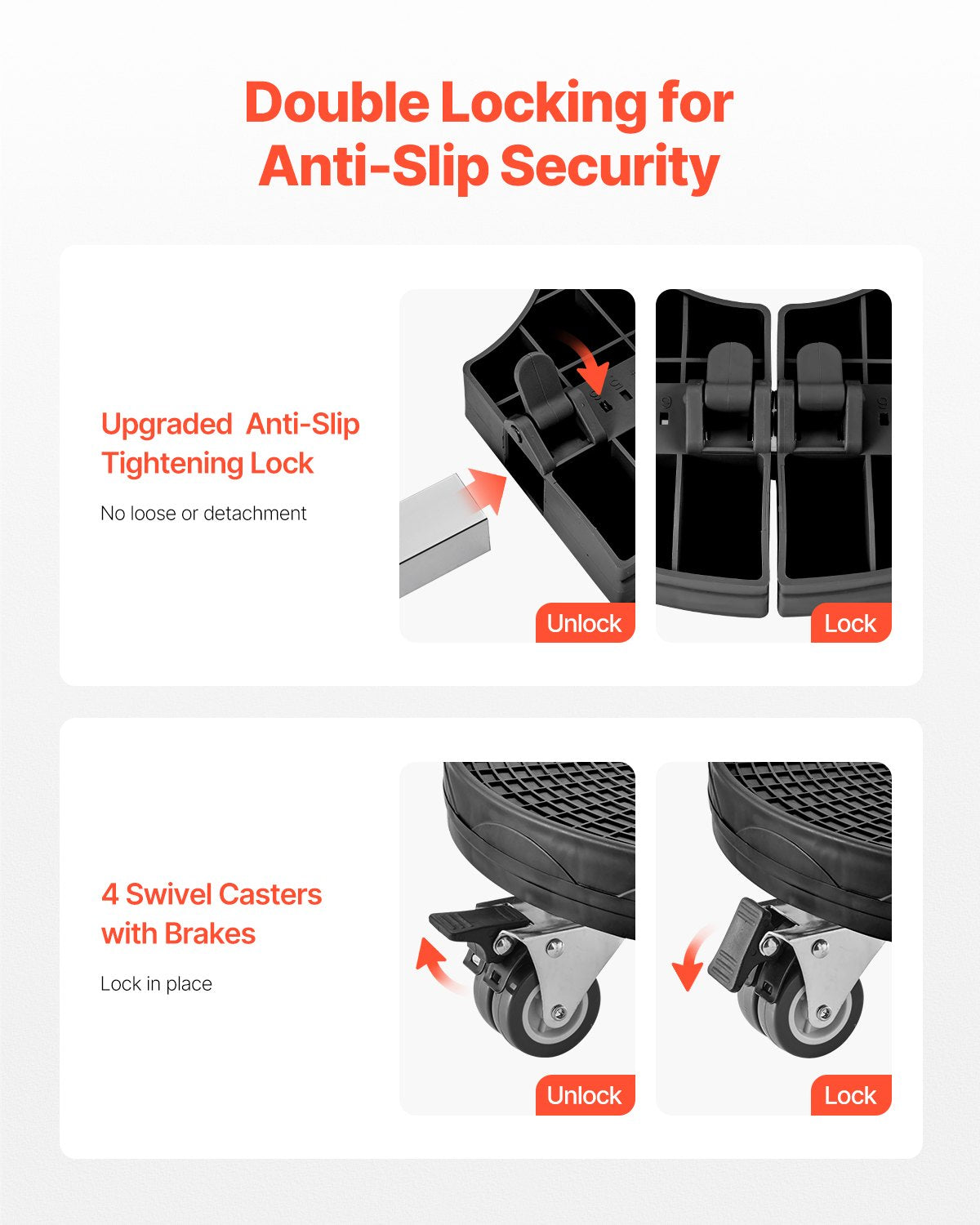 Adjustable Plastic Trash Can Dolly 15-22.8 Inch 400lbs Capacity Black